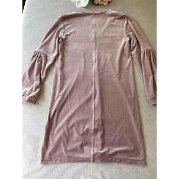 Madewell Pink Velvet V-Neck Long Sleeve Dress For Women Y2K Boho Cottagecore XS - Picture 2 of 9
